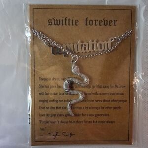 New! Silver Taylor Swift Snake Pendant & Reputation Necklace
